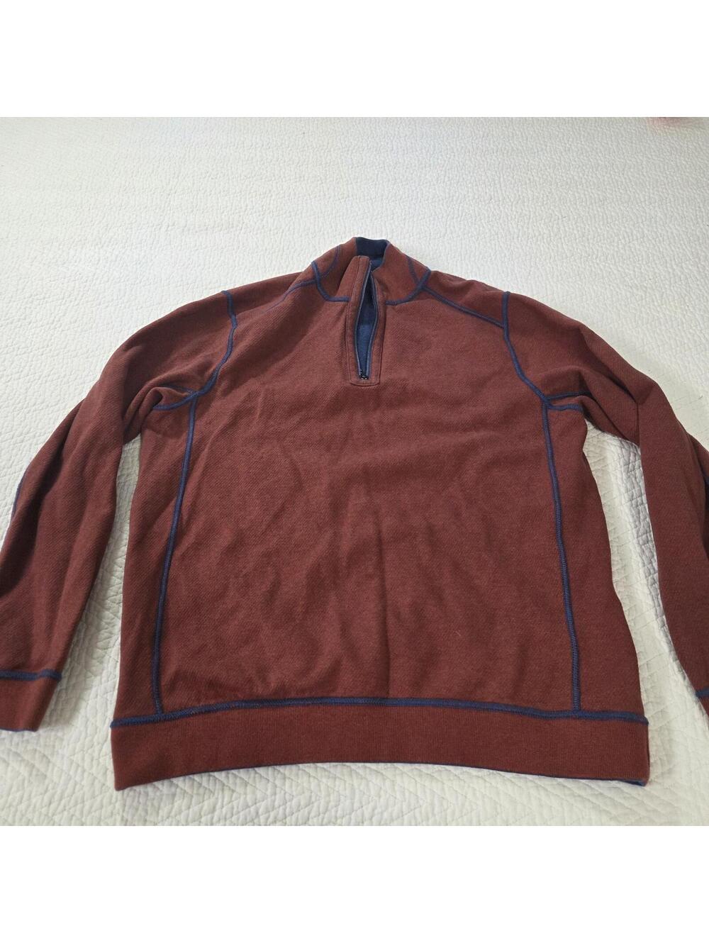 Tommy Bahama Men's Quarter-Zip Pullover Sweatshirt Brown L
